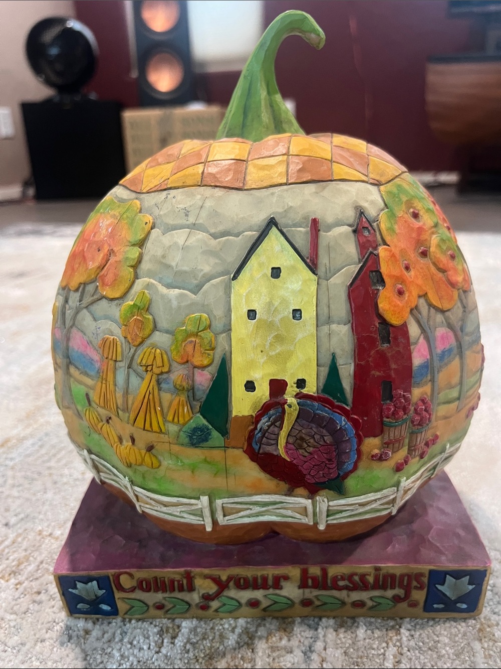 Jim Shore Count Your Blessings Pumpkin Turkey Scarecrow Fall Thanksgiving 2004